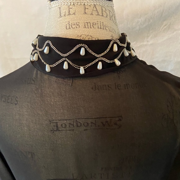 Ladies black blouse retro size large Dylan & Rose Long Sleeve - Picture 3 of 8